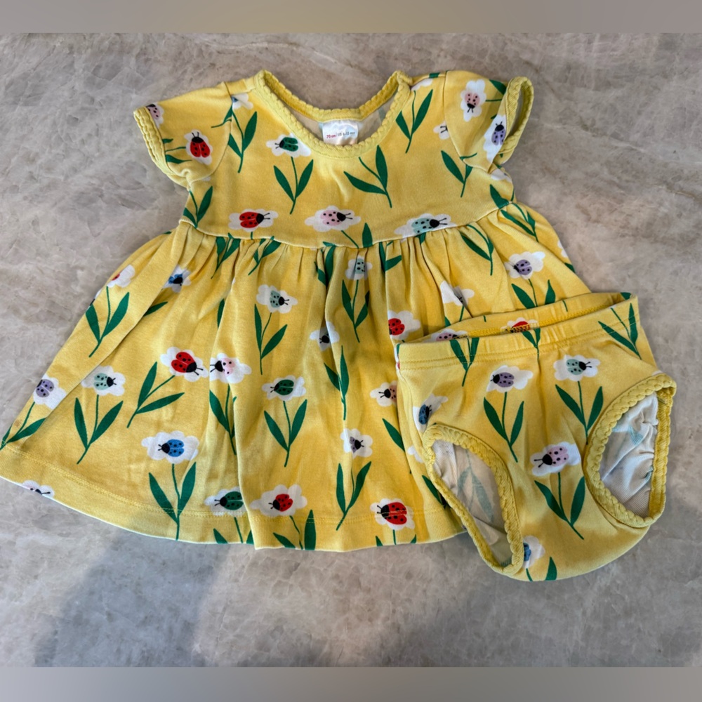 Hanna Andersson Yellow Ladybug Diaper Set - 6/12 Months